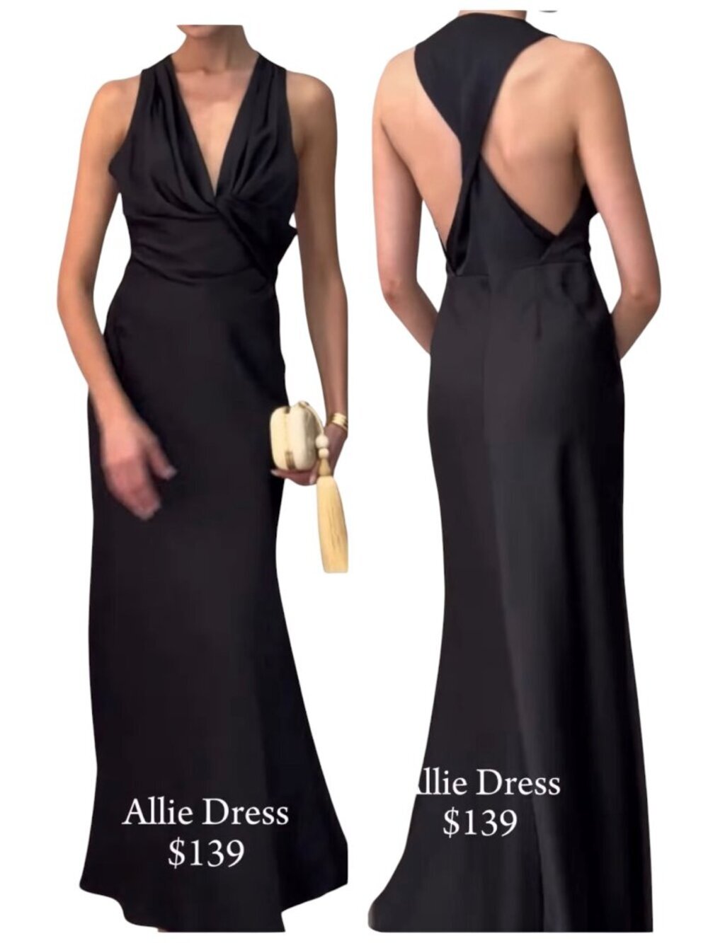 O.P.T. One Pretty Time Allie Black Twist Back Maxi Dress NWT Small
